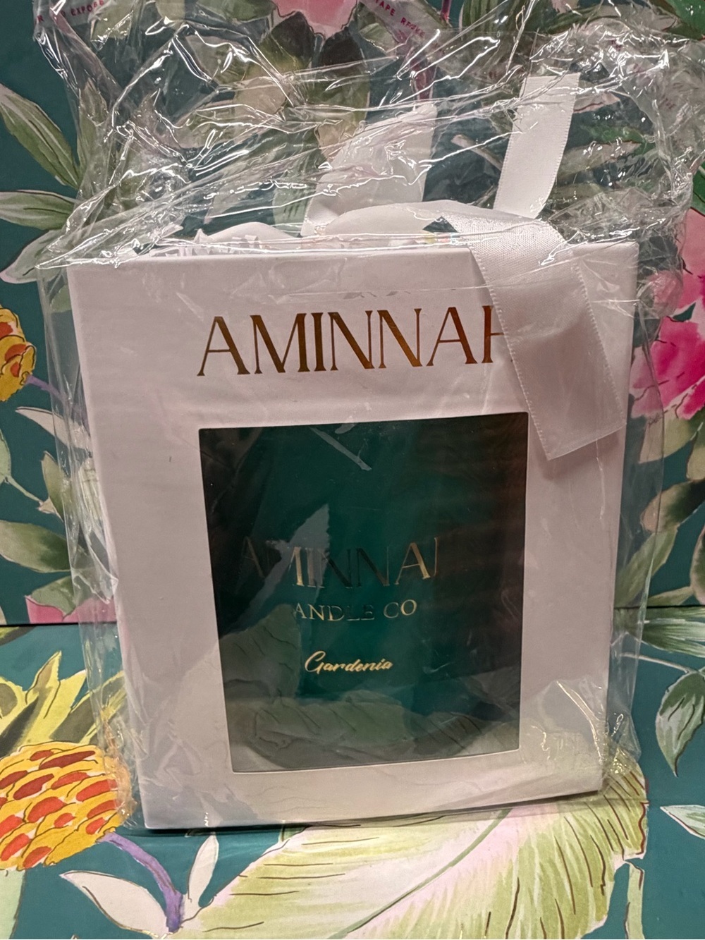 Aminnah Candle Co. Gardenia Scented Candle – Teal Vessel Gift Box | NWT